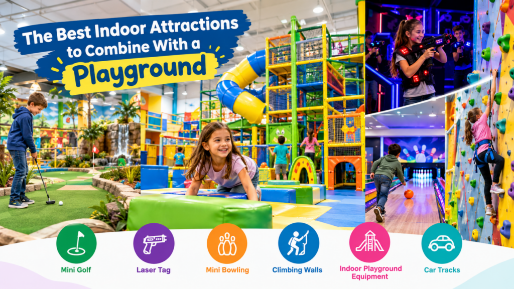 Indoor attractions combined with a playground
