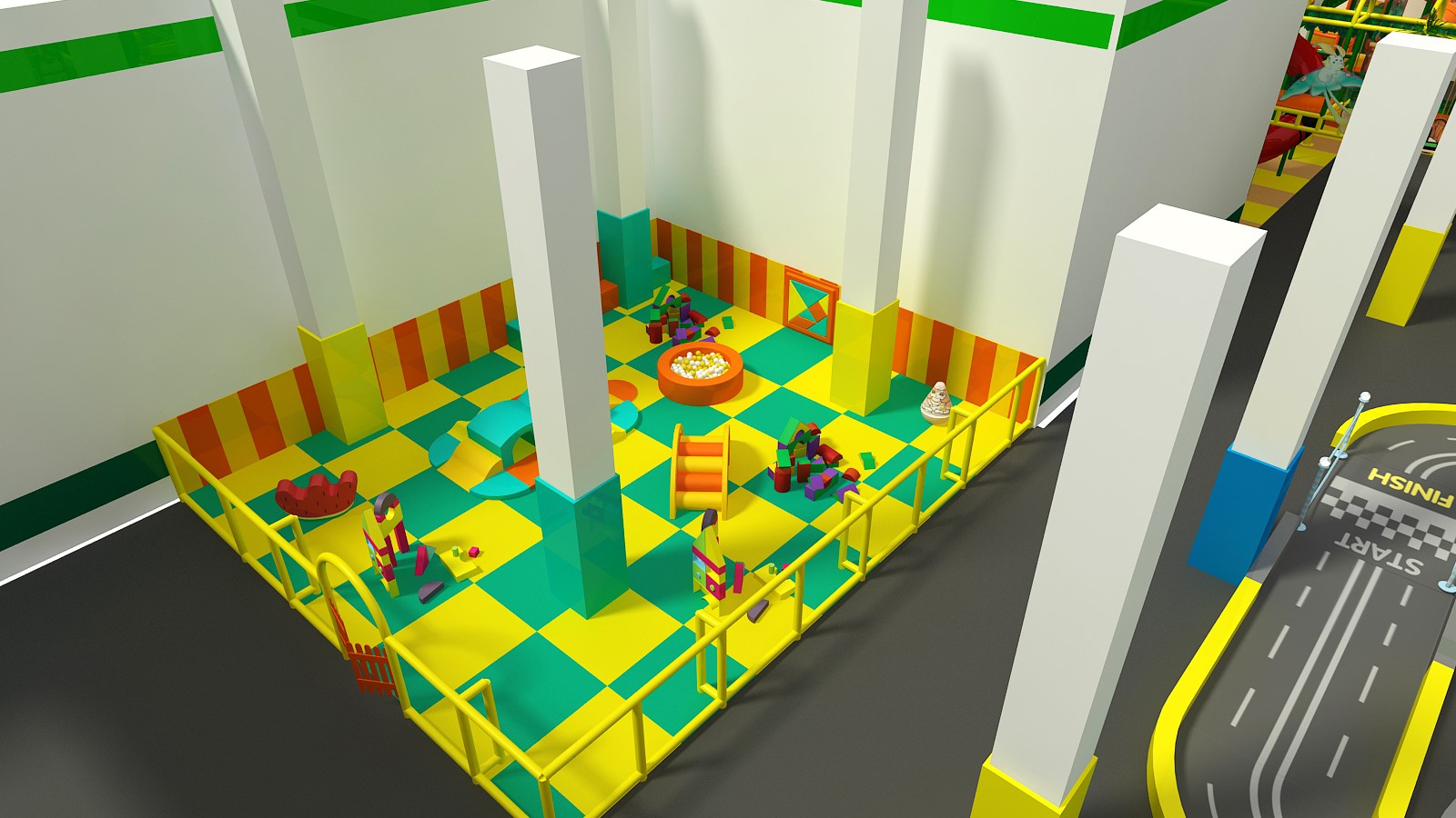 Large Indoor Play City with Playground Structure, Race Track and More - Image 6