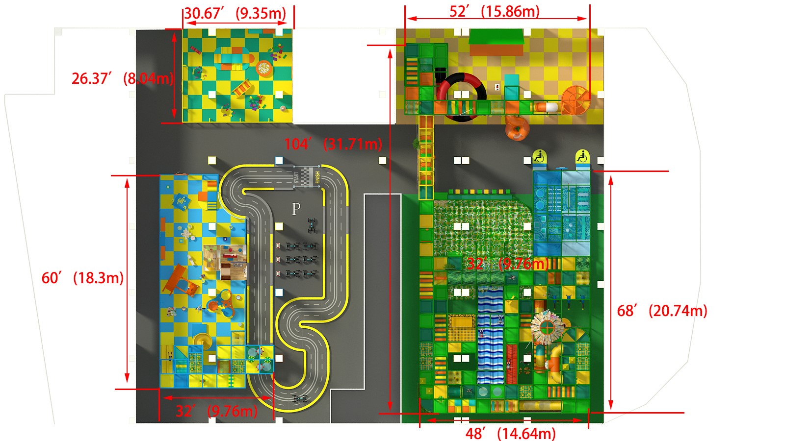 Large Indoor Play City with Playground Structure, Race Track and More - Image 9