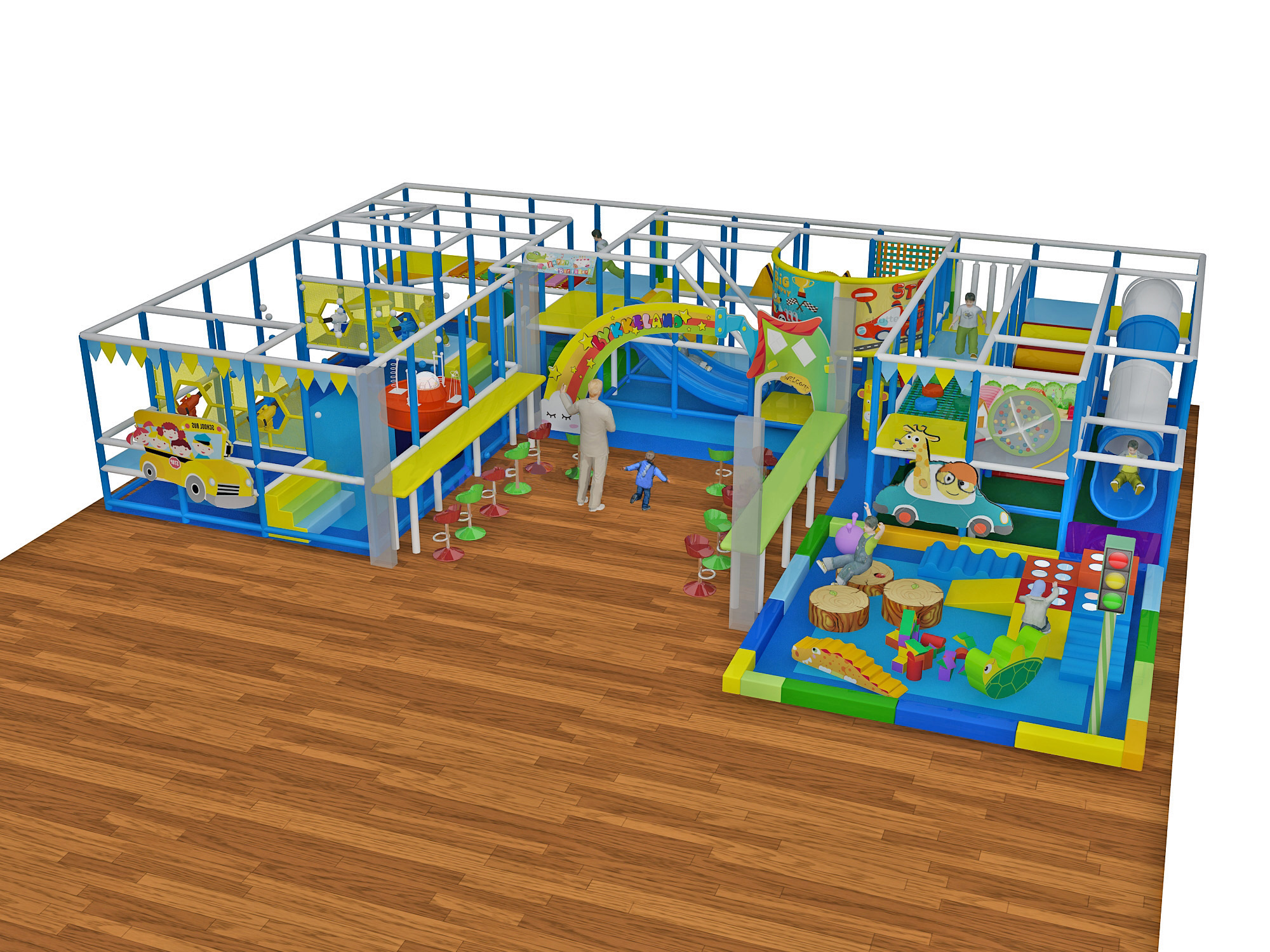 Blue & Yellow Custom Indoor Playground with Custom Logo - Image 2