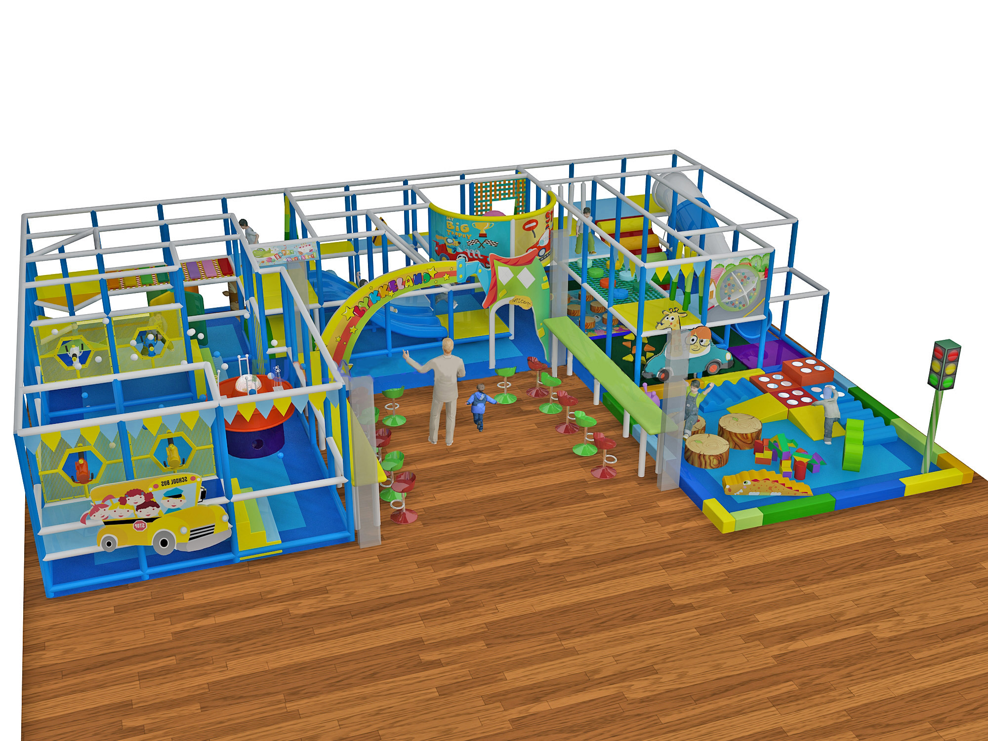 Blue & Yellow Custom Indoor Playground with Custom Logo