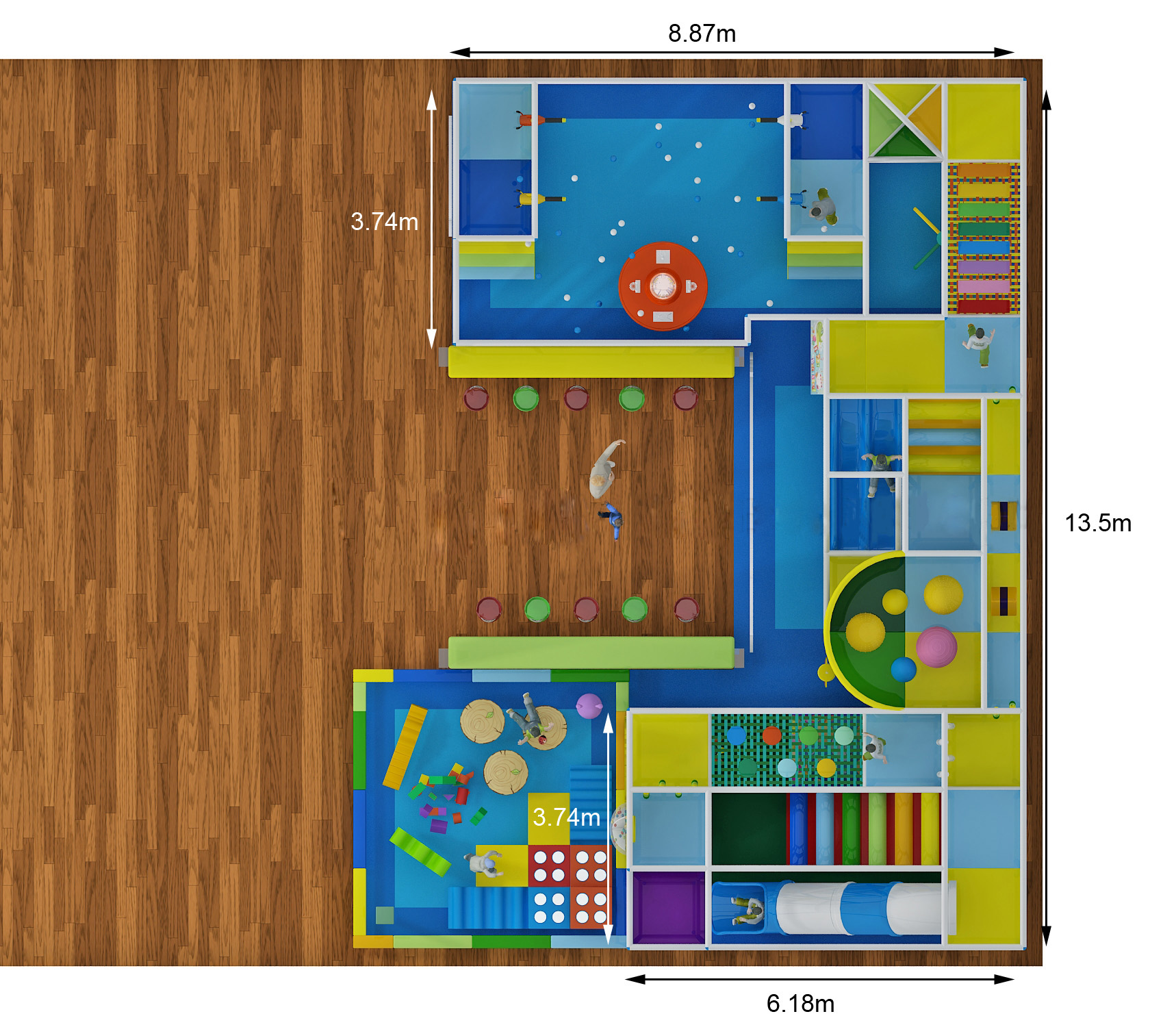 Blue & Yellow Custom Indoor Playground with Custom Logo - Image 4