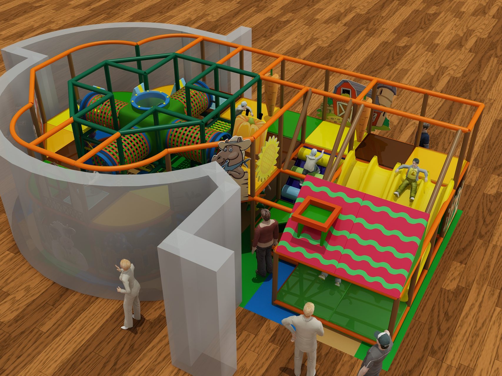2 Level Barnyard Fun Indoor Playground - Image 3