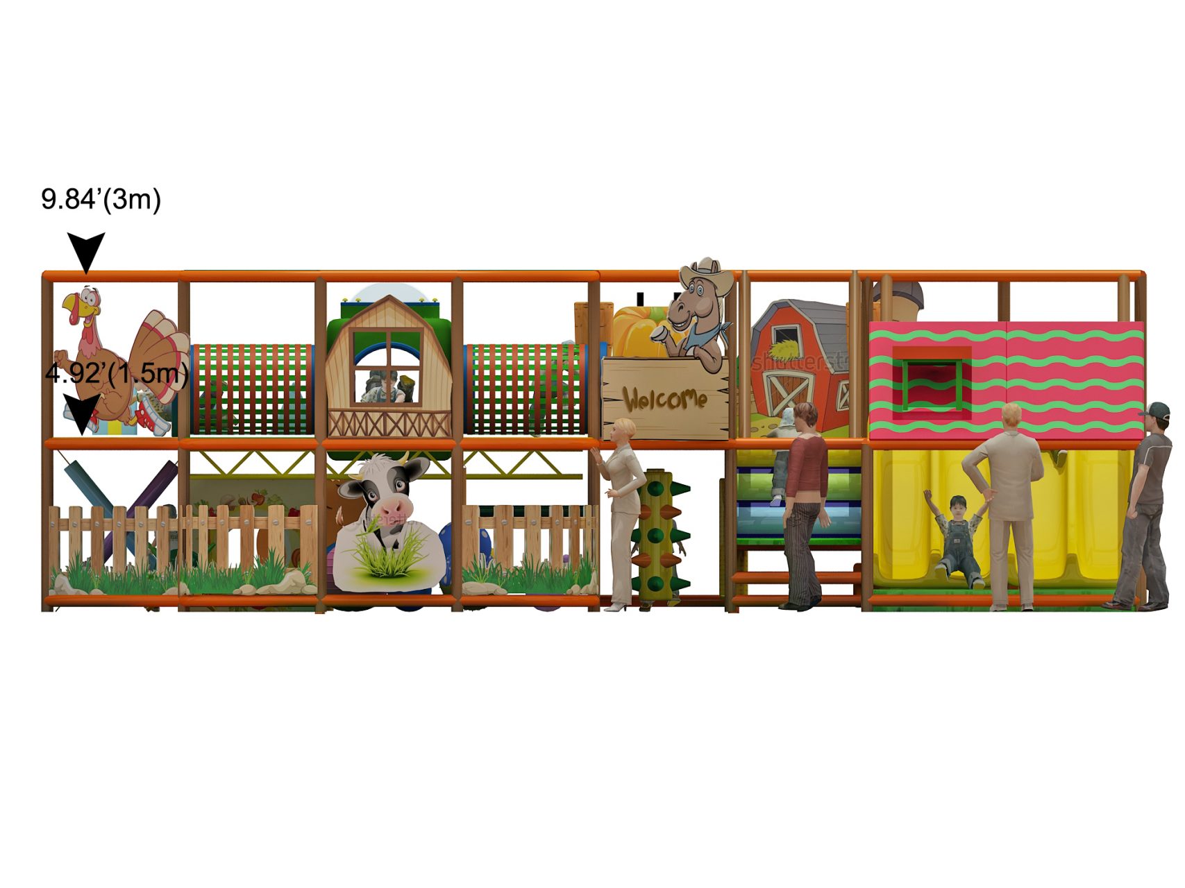 2 Level Barnyard Fun Indoor Playground - Image 5
