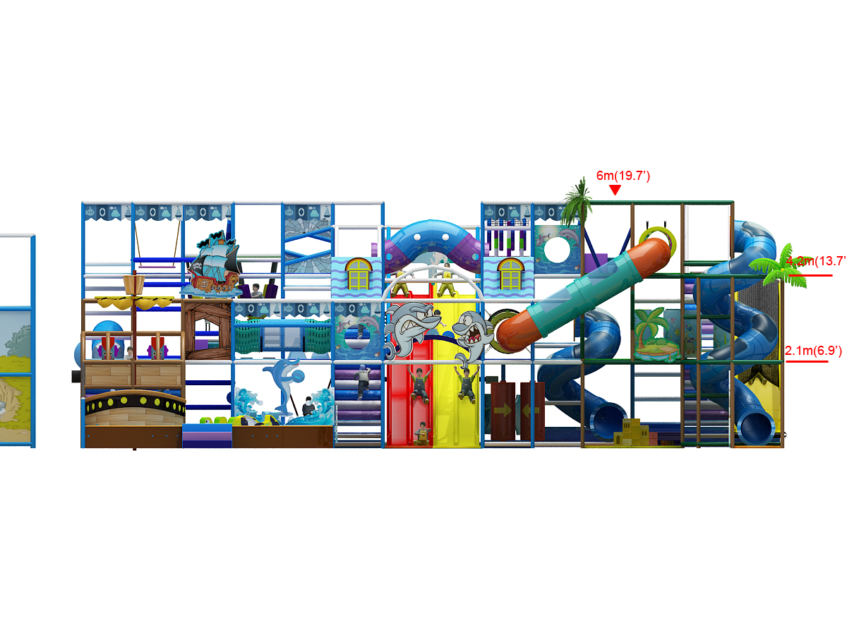 3 Section 3 Story Pirate Adventure Indoor Play Structure - Image 3