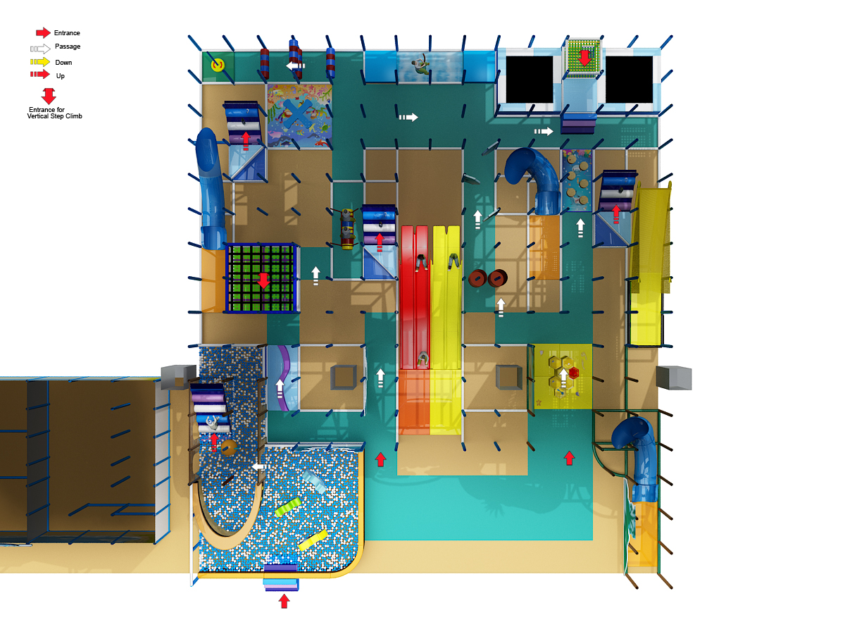 3 Section 3 Story Pirate Adventure Indoor Play Structure - Image 9