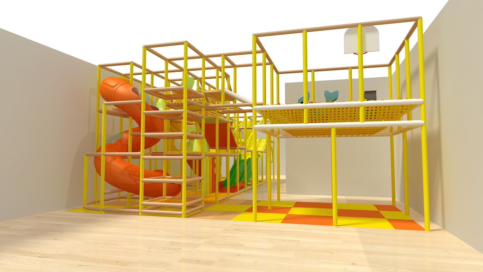 Yellow/Orange Custom Indoor Play Gym - Image 4