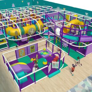 2 Level Purple & Green Custom Indoor Playscape w/ Toddler Area