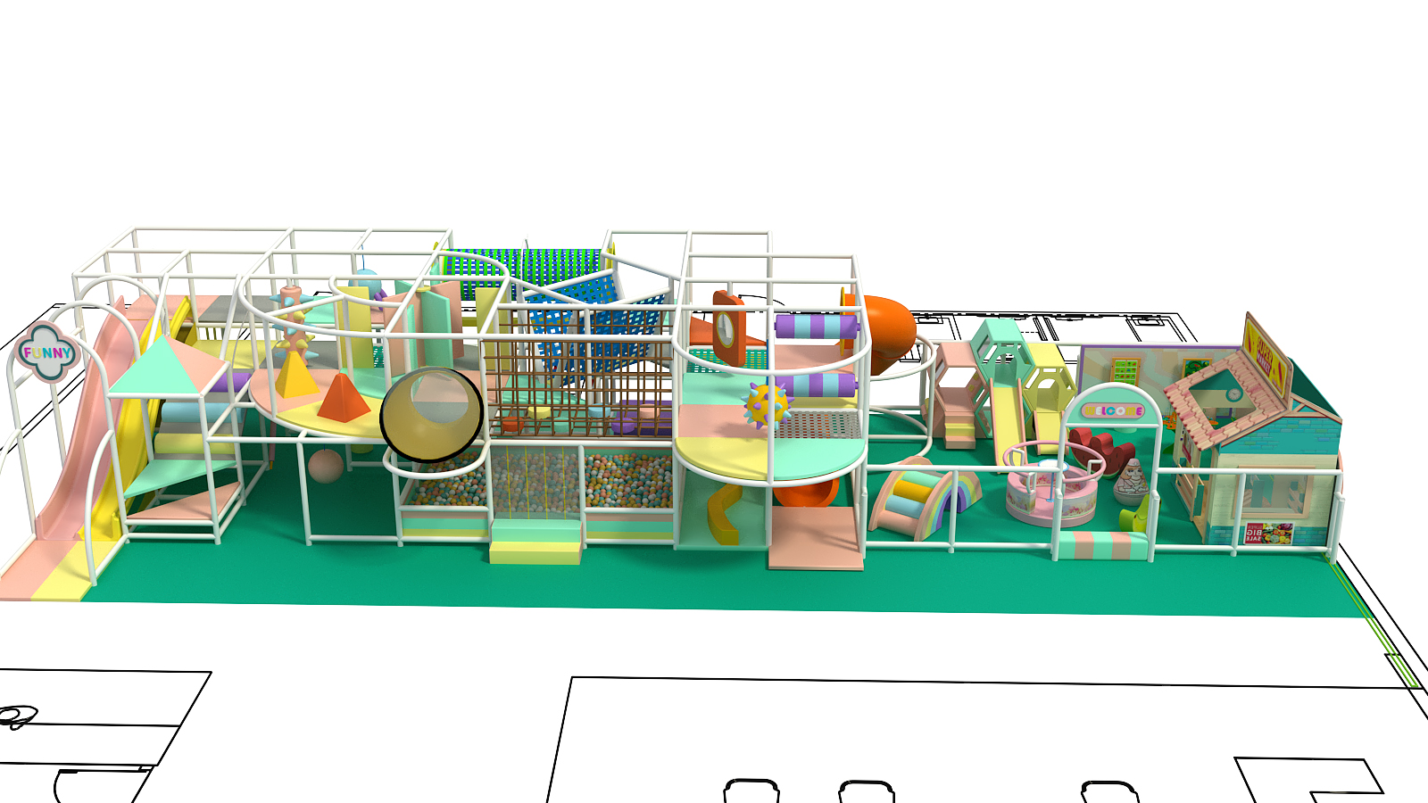 2 Level Candy Cloud Village Playground