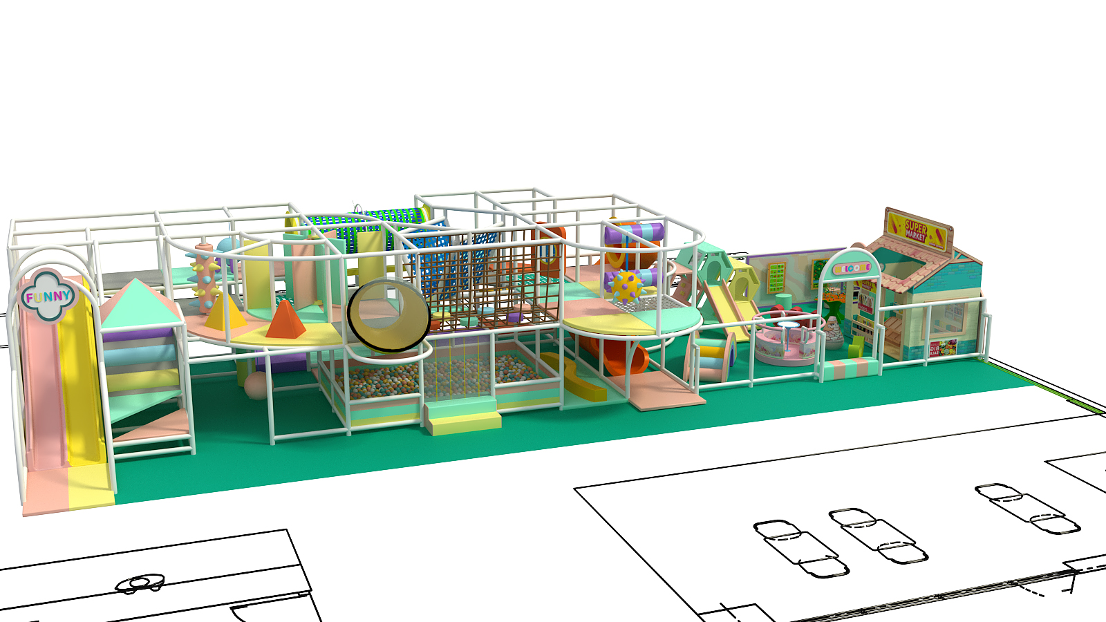 2 Level Candy Cloud Village Playground - Image 4