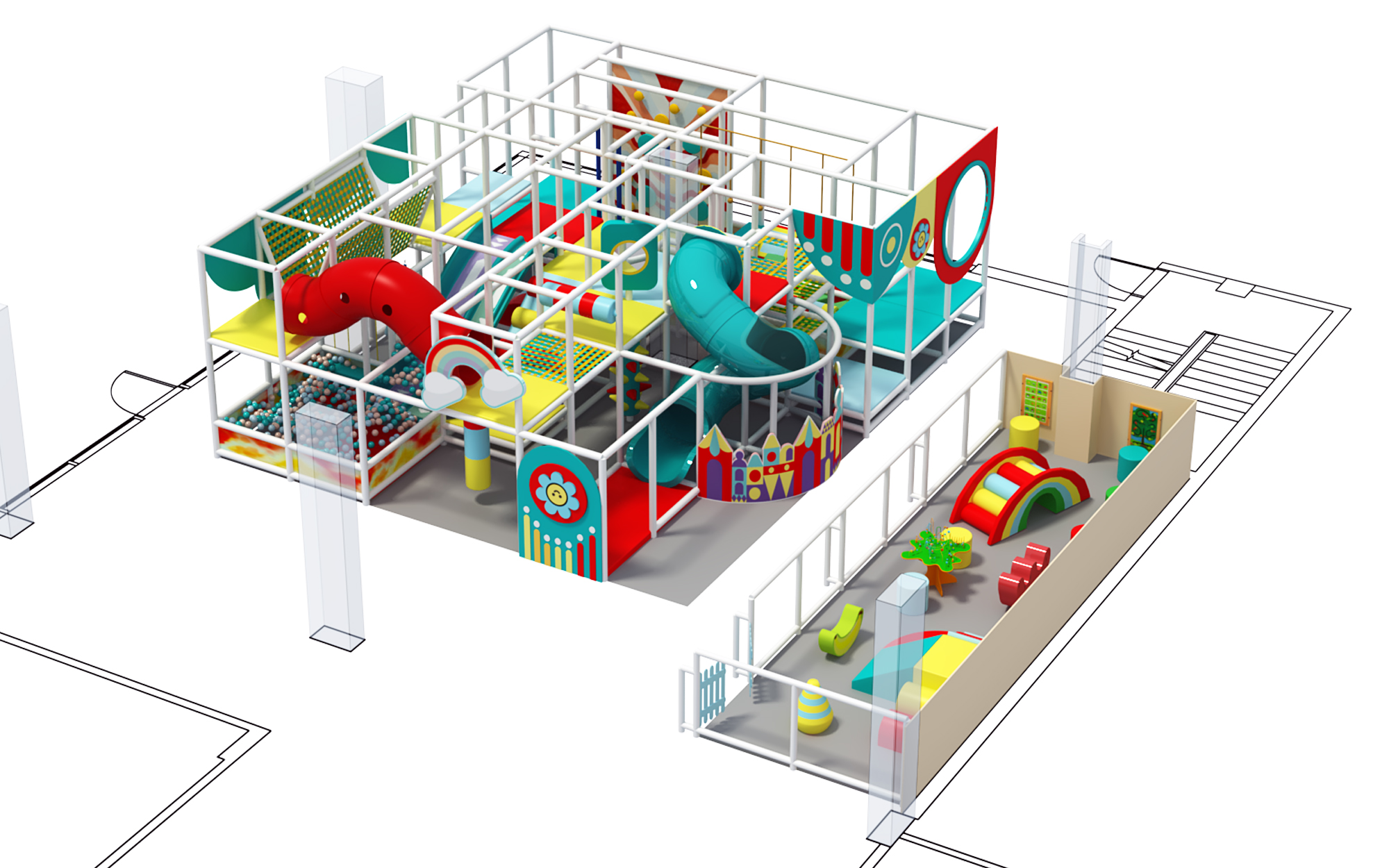 2 Level Rainbow Rise Playground