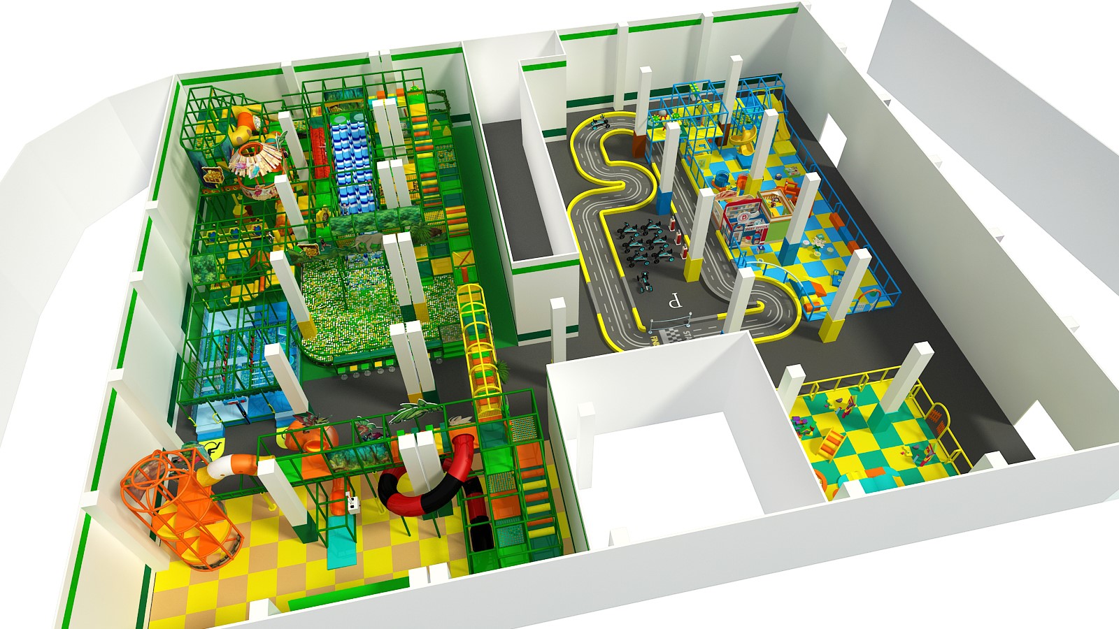 Large Indoor Play City with Playground Structure, Race Track and More - Image 4