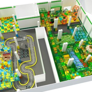 Large Indoor Play City with Playground Structure, Race Track and More