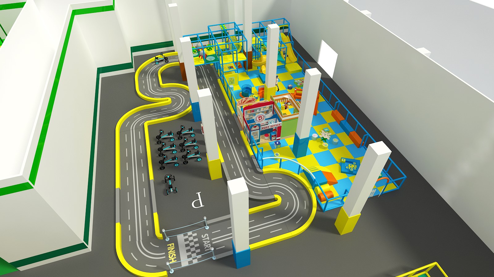 Large Indoor Play City with Playground Structure, Race Track and More - Image 5
