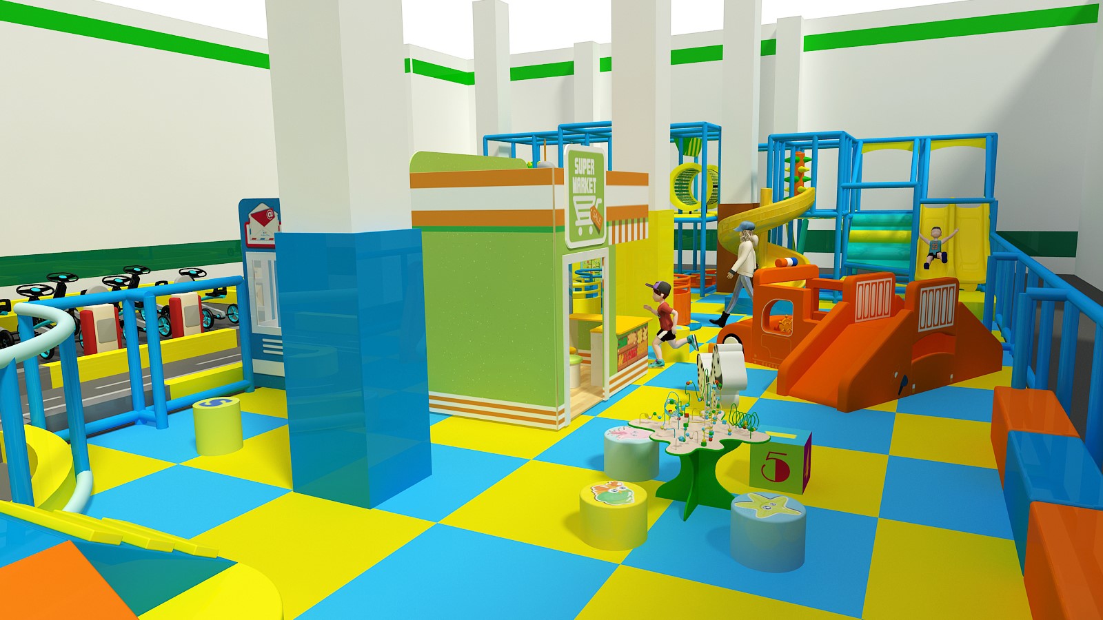 Large Indoor Play City with Playground Structure, Race Track and More - Image 8