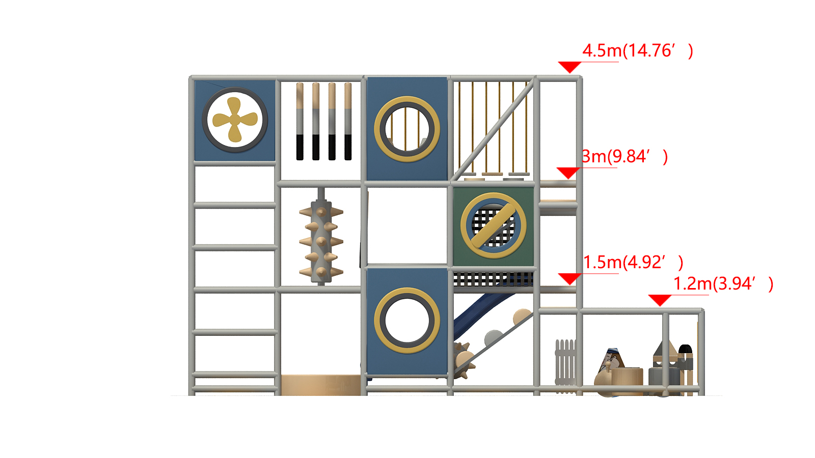 3 Level Compact Custom Color Indoor Play Structure - Image 12