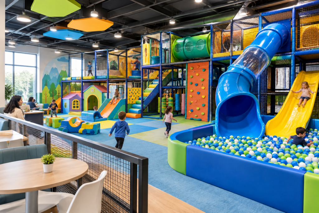 Custom indoor playground design maximizing available space